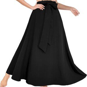 Maxi Skirt Floor Long Chiffon A Line Bow Tie Elastic Waist Pockets XXL 16 18 20